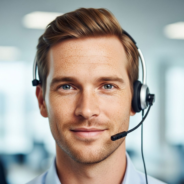 friendly male customer support agent